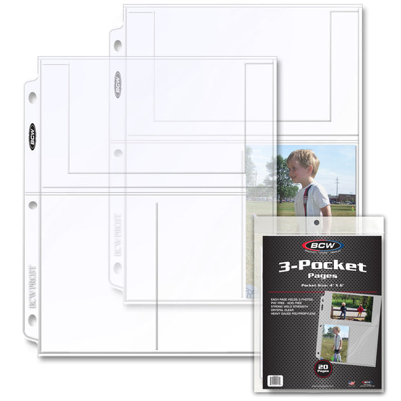BCW Pro 3-Pocket Photo Pages (20ct)