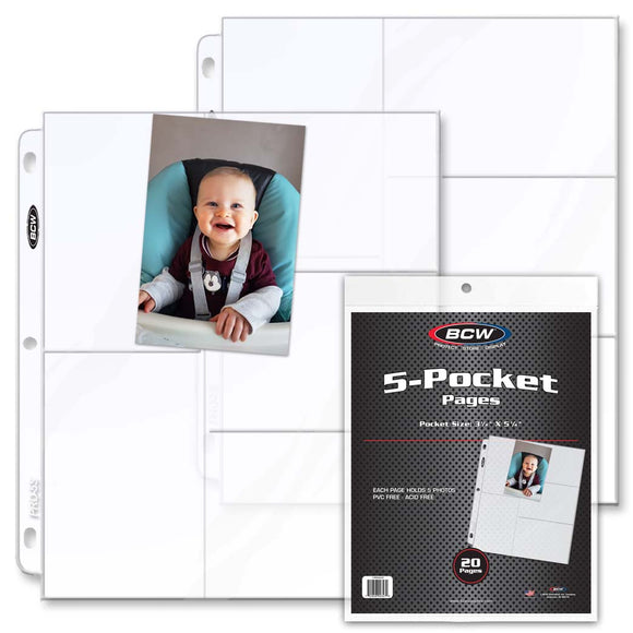 BCW Pro 5-Pocket Photo Pages (20ct)