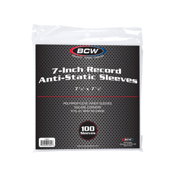 BCW 7 Inch Polypropylene Record Inner Sleeve - Anti-static (100ct)