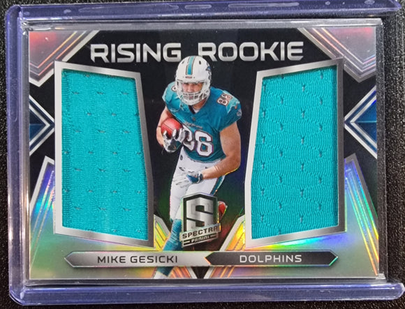 Mike Gesicki RC #/199 - 2018 Panini Spectra Rising Rookie Silver Prizm Dual Patch #14