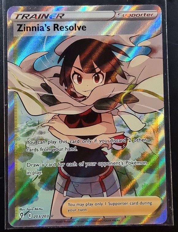 Zinnia's Resolve - Pokemon Evolving Skies FULL ART Holo Foil Ultra Rare #203/203