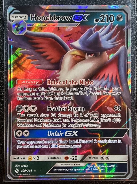 Honchkrow GX - Pokemon Unbroken Bonds Holo Foil Ultra Rare #109/214
