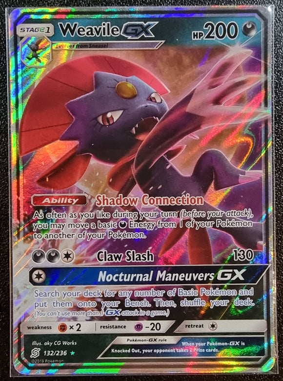 Weavile GX - Pokemon Unified Minds Holo Foil Ultra Rare #132/236