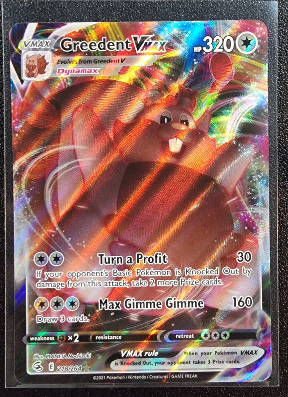 Greedent VMAX - Pokemon Fusion Strike Holo Foil Ultra Rare #218/264