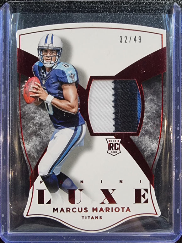 Marcus Mariota RC #/49 - 2015 Panini Luxe Football Die-Cut RED 3-Colour Patch #61