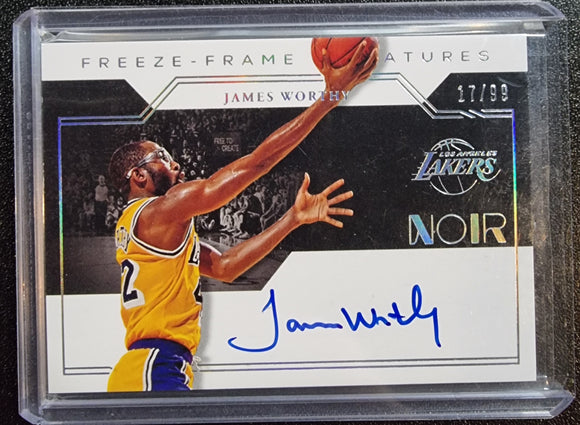 James Worthy #/99 - 2020-21 Panini Noir NBA Freeze-Frame Signatures FF-JWO