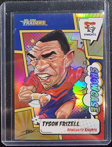 Tyson Frizell #/60 - 2024 NRL Traders Titatnium Showcase Caricatures Gold CASE HIT