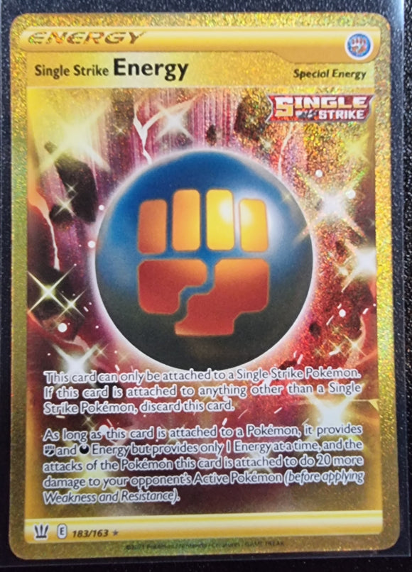 Single Strike Energy  - Pokemon Battle Styles FULL ART GOLD Secret Rare #183/163