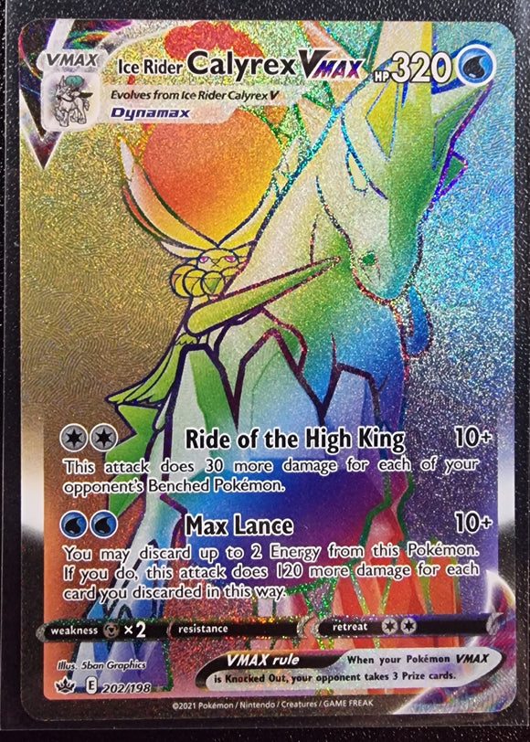 Ice Rider Calyrex VMAX - Pokemon Chilling Reign FULL ART Rainbow Secret Rare #202/198