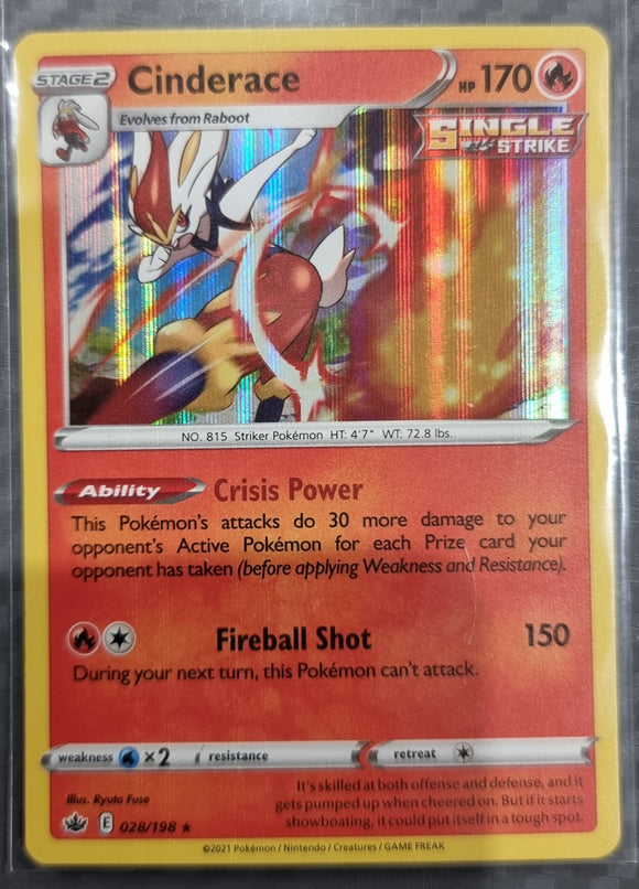 Cinderace - Pokemon Chilling Reign Holo Foil Rare #028/198