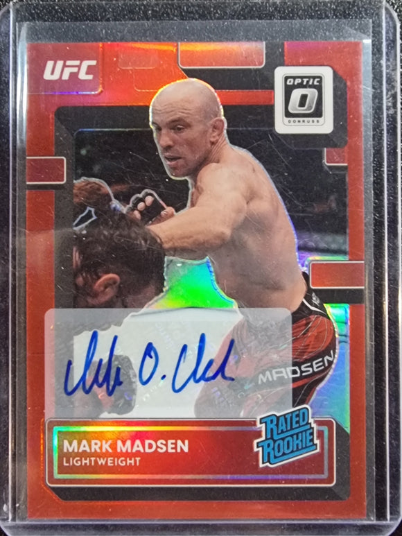 Mark Madsen #/99 - 2023 Panini Donruss Optic UFC Rated Rookie RED PRIZM Auto #139