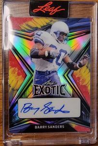 Barry Sanders #/6 - 2022 Leaf Exotic PARROT PARALLEL Autograph #EA-BS1