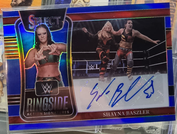 Shayna Baszler #/49 - 2022 Panini Select WWE Ringside Action Signatures BLUE PRIZM HOLO