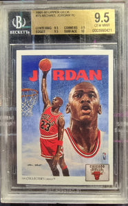 Michael Jordan - 1991-92 Upper Deck Bulls Checklist #75 - BGS 9.5