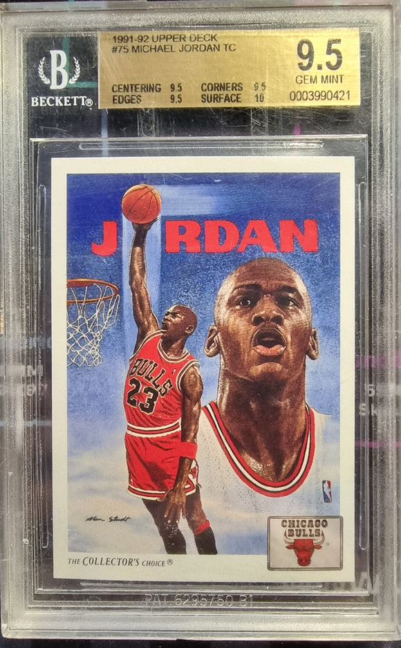 Michael Jordan - 1991-92 Upper Deck Bulls Checklist #75 - BGS 9.5