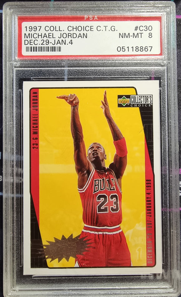 Michael Jordan - 1997-98 UD Collector's Choice Crash the Game #C30 - PSA 8