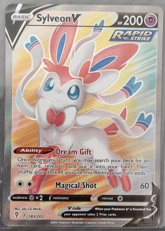 Sylveon V - Pokemon Evolving Skies FULL ART Holo Foil Ultra Rare #183/203