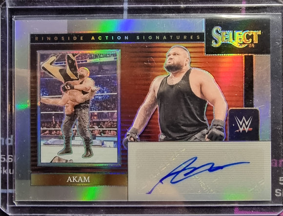 Akam - 2024 Panini Select WWE Wrestlng Ringside Action Signatures Prizm #RA-AKM