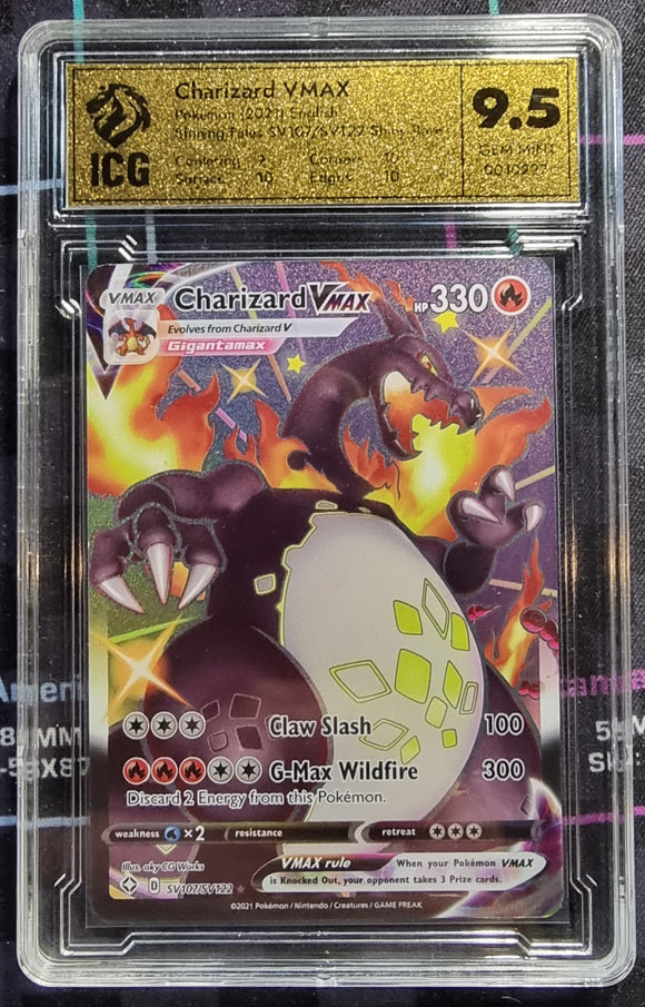 Charizard VMAX - Pokemon Shining Fates Shiny Vault #SV107/SV122 - ICG 9.5 GEM MINT