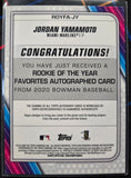 Jordan Yamamoto RC #/25 - 2020 Topps Bowman Chrome Mega Box ROY Favorites Auto ORANGE