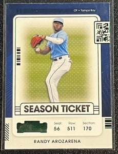 Randy Arozarena - 2021 Panini Contenders Baseball SEASON TICKET GREEN FOIL #32