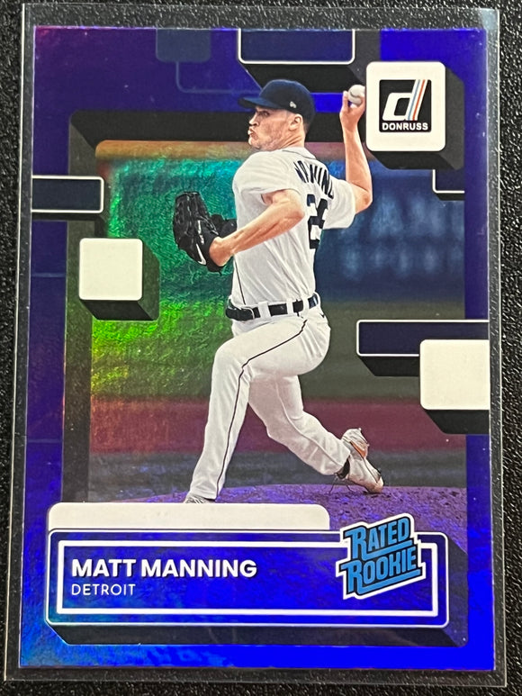 Matt Manning RC - 2022 Panini Donruss Baseball RATED ROOKIE PURPLE #33