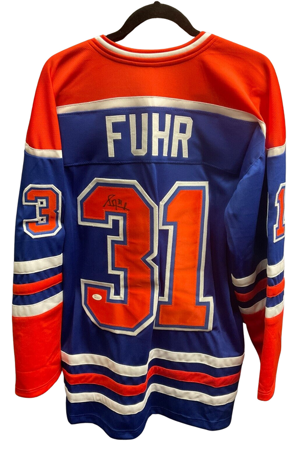 Grant Fuhr HOFer Autographed Oilers Hockey Jersey w/ COA