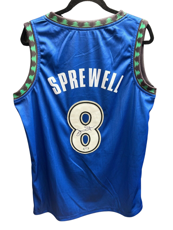 Latrell Sprewell Authographed Timberwolves Basketball Jersey w