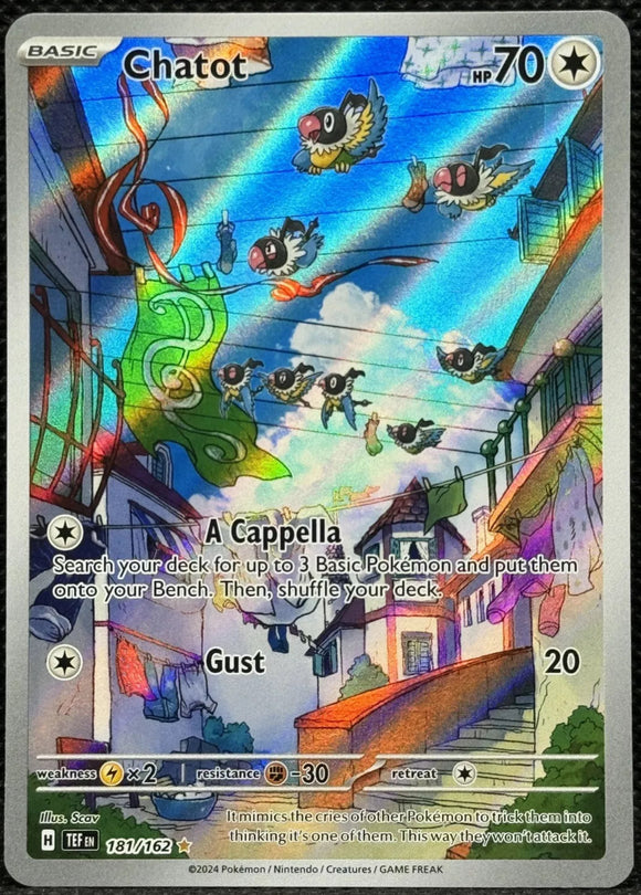 Chatot - Pokemon Temporal Forces FULL ART Holo Illustration Rare #181/162