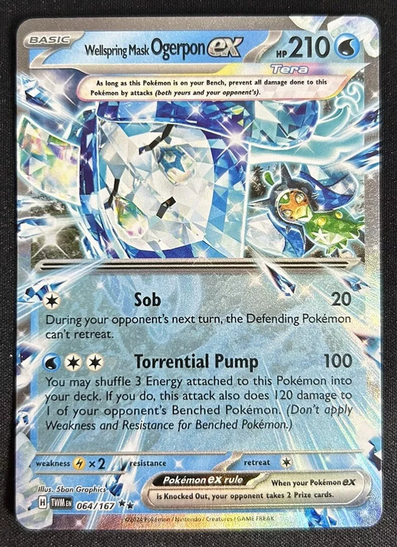 Wellspring Mask Ogerpon EX - Pokemon Twilight Masquerade Holo Double Rare #064/167