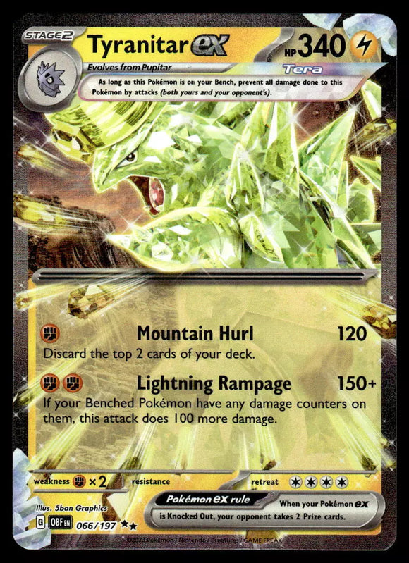 Tyranitar EX - Pokemon Obsidian Flames Holo Foil Ultra Double Rare #066/197