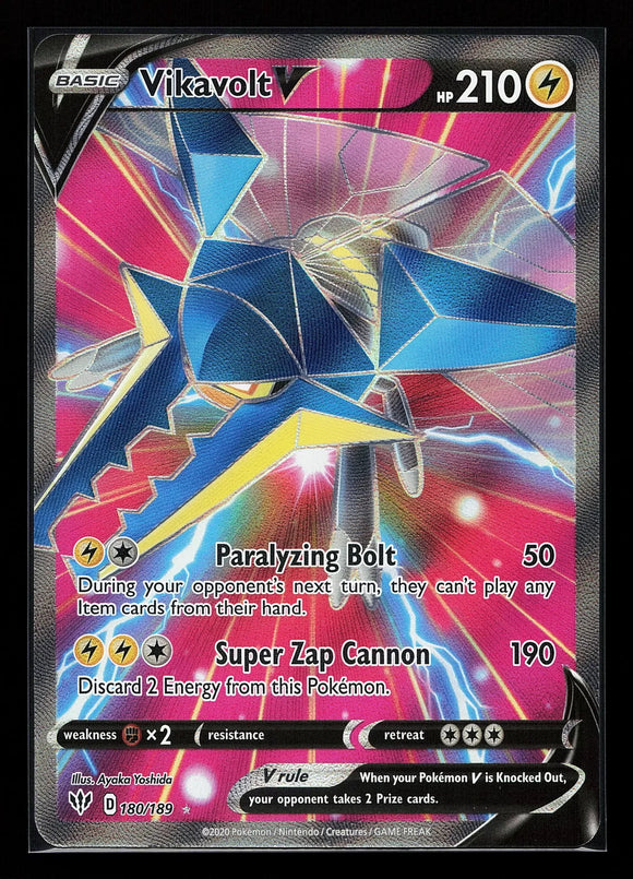 Vikavolt V - Pokemon Darkness Ablaze FULL ART Holo Foil Ultra Rare #180/189