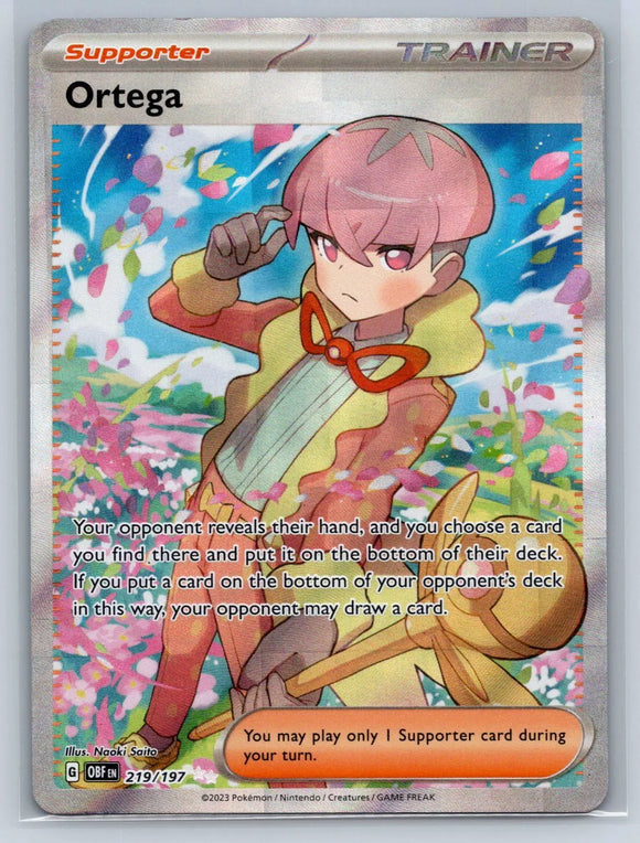 Ortega Trainer - Pokemon Obsidian Flames FULL ART Holo Foil Ultra Rare #219/197