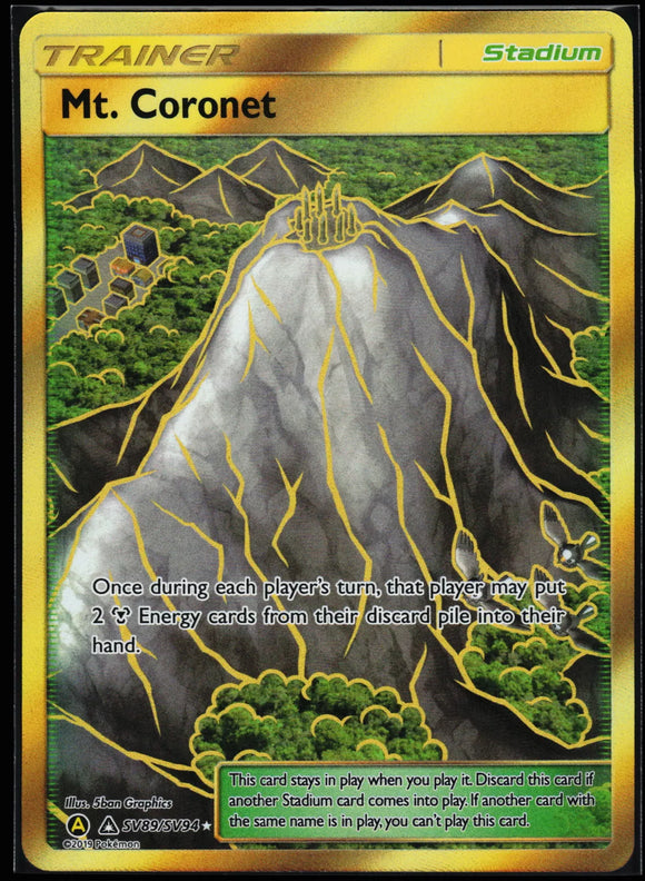 Mt. Coronet - Pokemon Hidden Fates FULL ART SHINY VAULT GOLD Secret #SV89/SV94