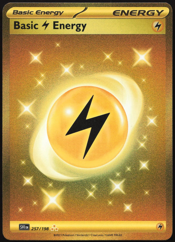 Basic Lightning Energy - Pokemon Scarlet & Violet FULL ART GOLD Hyper Rare #257/198