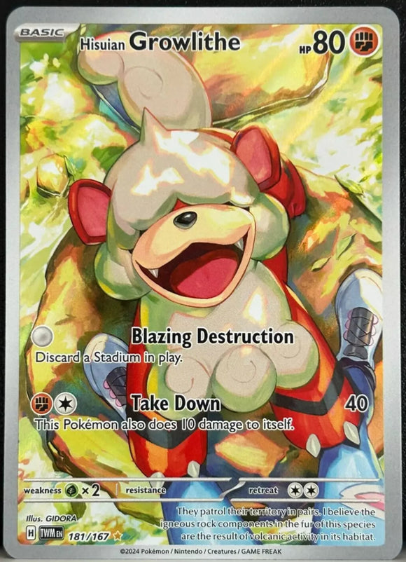 Hisuian Growlithe - Pokemon Twilight Masquerade FULL ART Illustration Rare #181/167