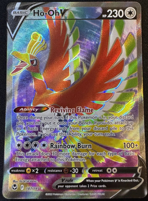 Ho-Oh V - Pokemon Silver Tempest FULL ART Holo Foil Ultra Rare #187/195