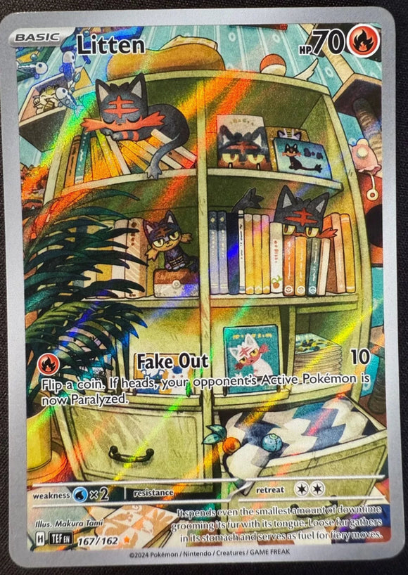 Litten - Pokemon Temporal Forces FULL ART Holo Foil Illustration Rare #167/162