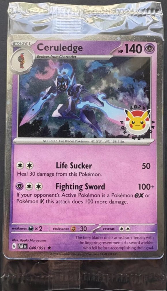 Ceruledge - Pokemon Paldean Fates Pokemon Day 2024 Cosmos Holo SEALED #040/091