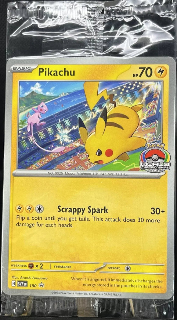Pikachu - Pokemon Black Star Promo World Championships 2024 SEALED #SVP 190