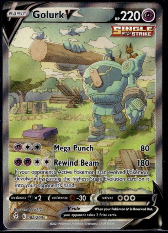 Golurk V - Pokemon Evolving Skies FULL ALT ART Holo Foil Ultra Rare #182/203