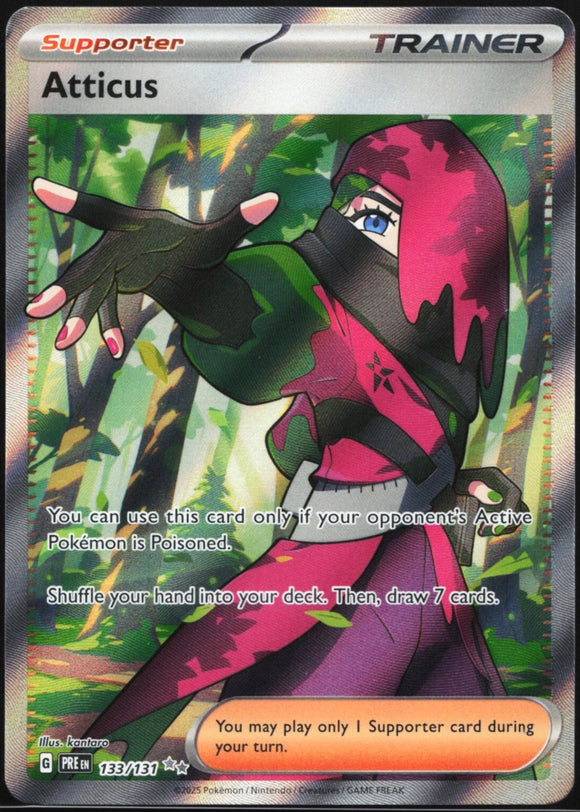 Atticus Trainer - Pokemon Prismatic Evolutions FULL ART Holo Foil Ultra Rare #133/131