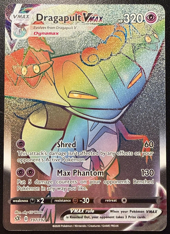 Dragapult VMAX - Pokemon Rebel Clash FULL ART Rainbow Holo Secret Rare #197/192