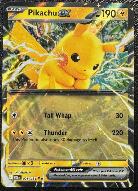 Pikachu EX - Pokemon Prismatic Evolutions Holo Foil Double Rare #028/131