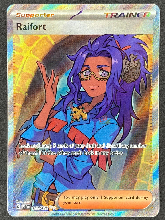 Raifort Trainer - Pokemon Prismatic Evolutions FULL ART Holo Foil Ultra Rare #142/131