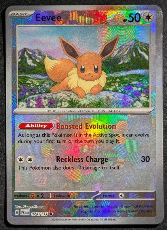 Eevee - Pokemon Prismatic Evolutions POKE BALL Reverse Holo Common #074/131
