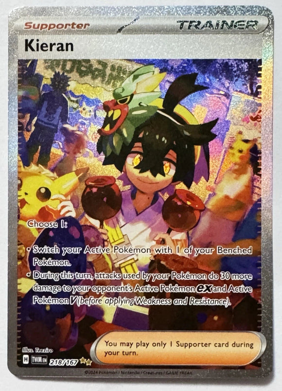 Kieran Trainer - Pokemon Twilight Masquerade FULL ART Special Illustration Rare #218/167