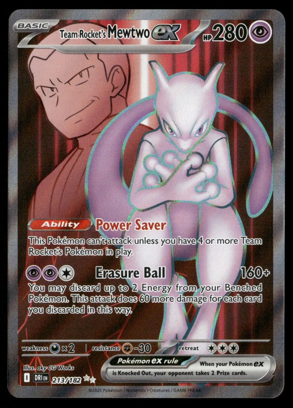 Team Rocket's Mewtwo EX - Pokemon Destined Rivals FULL ART Illustration Rare #213/182