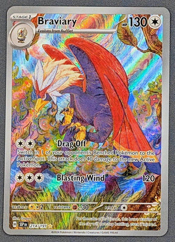 Braviary - Pokemon Surging Sparks FULL ART Holo Foil Illustration Rare #214/191