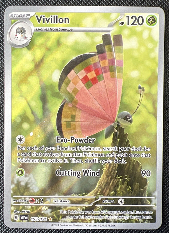 Vivillon - Pokemon Surging Sparks FULL ART Holo Foil Illustration Rare #193/191